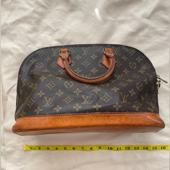Authentic Vintage Louis Vuitton Alma Purse Brown Monogram Shoulder Bay Vintage - Picture 5 of 15
